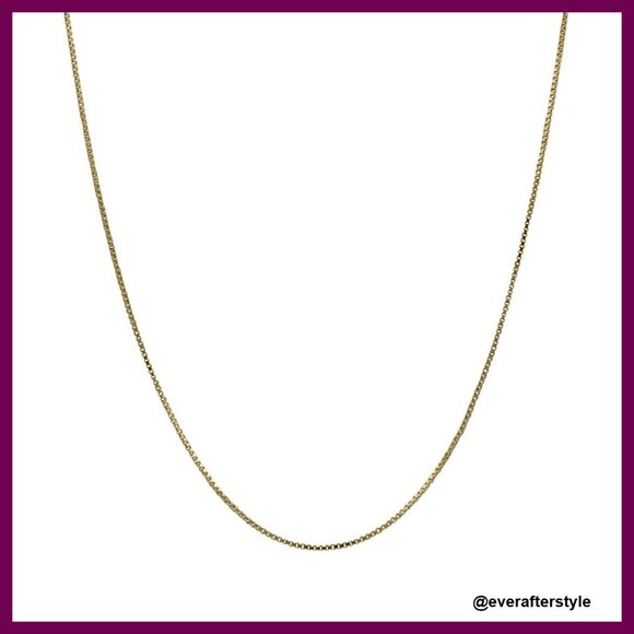 14K Solid Gold Box Chain Necklace Elegant Minimal Chic Layering